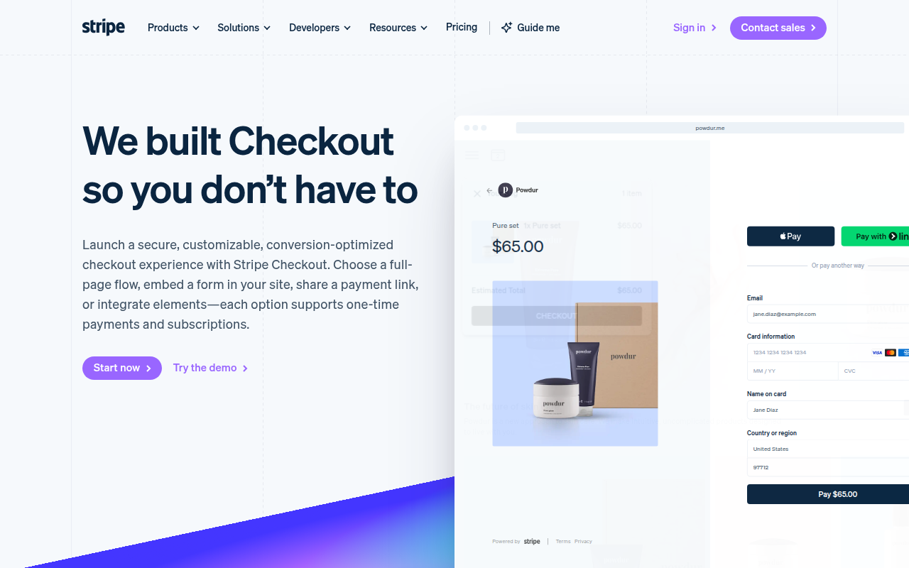 Screenshot van checkout.stripe.com