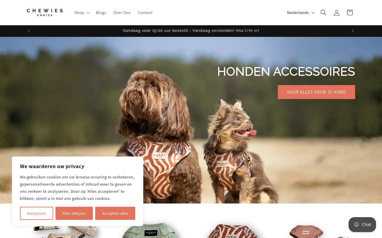 Screenshot van chewieschoice.nl