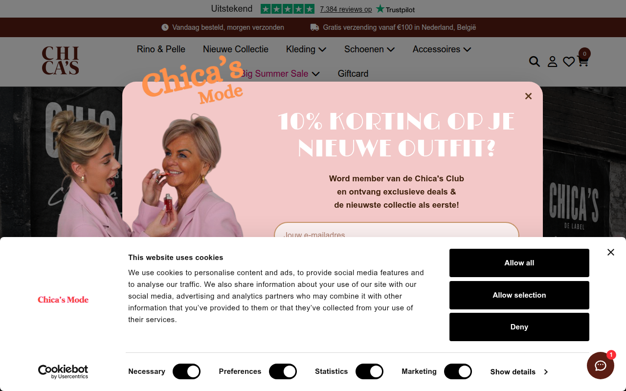 Screenshot van chicasmode.nl
