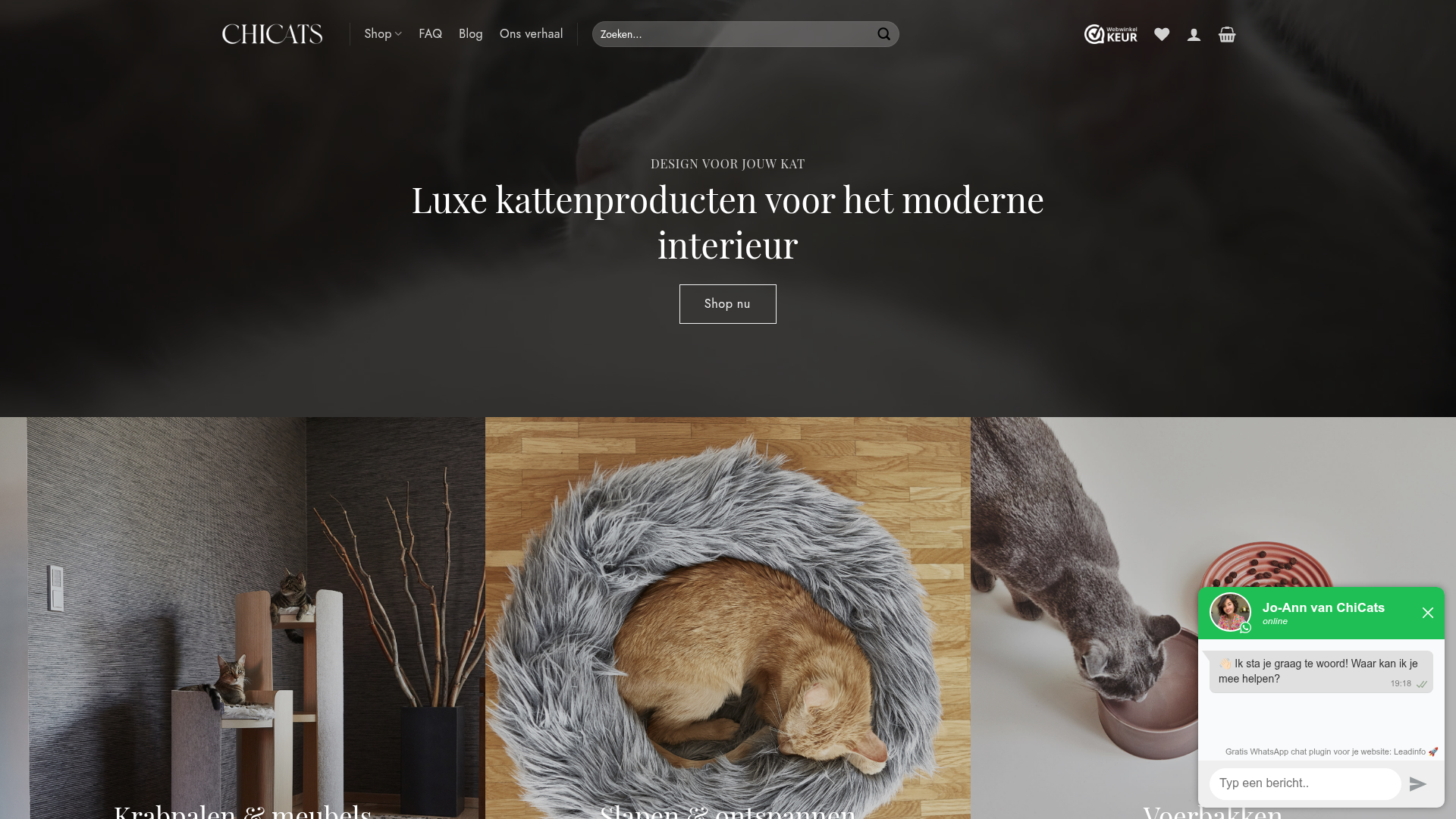 Screenshot van chicats.nl