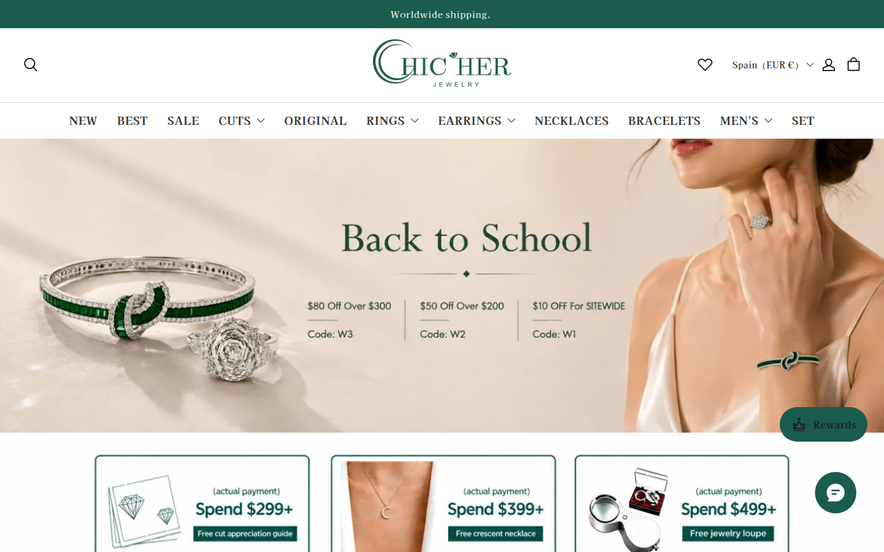 Screenshot van chicherjewelry.com