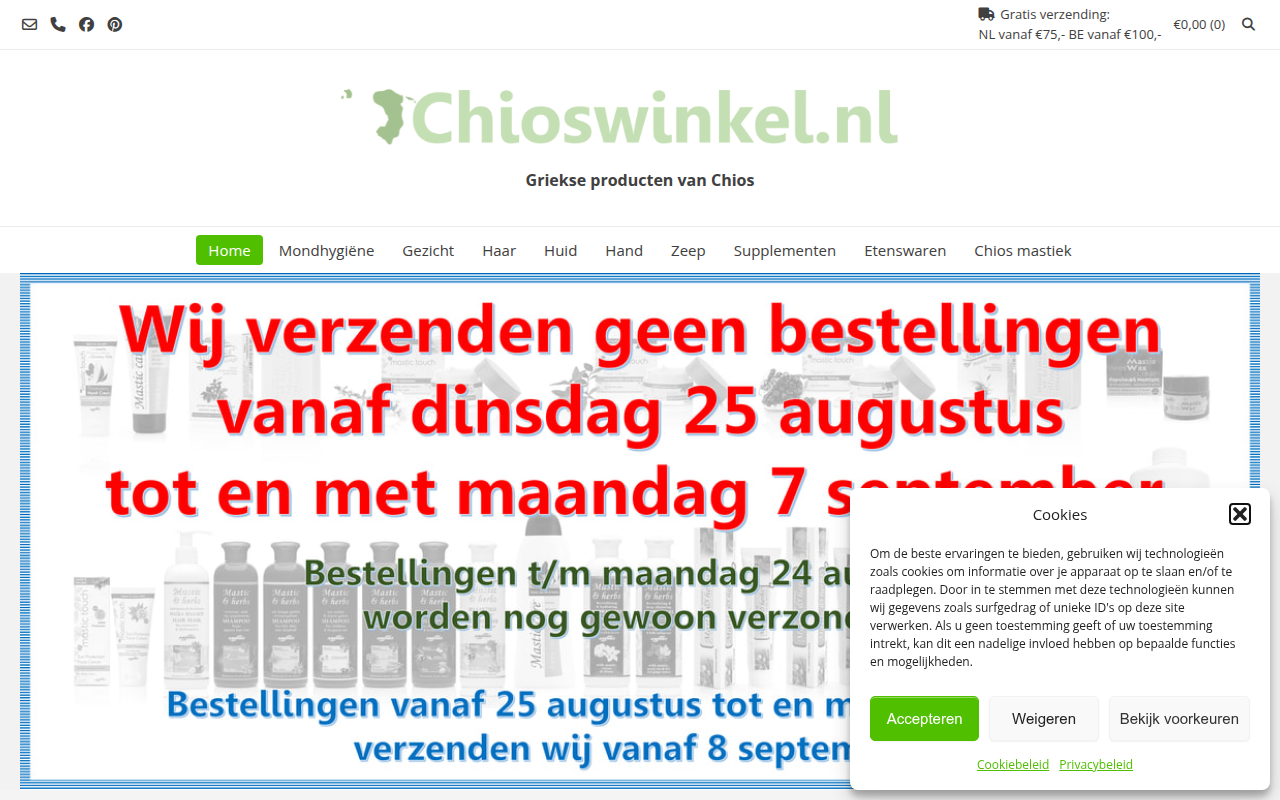Screenshot van chioswinkel.nl