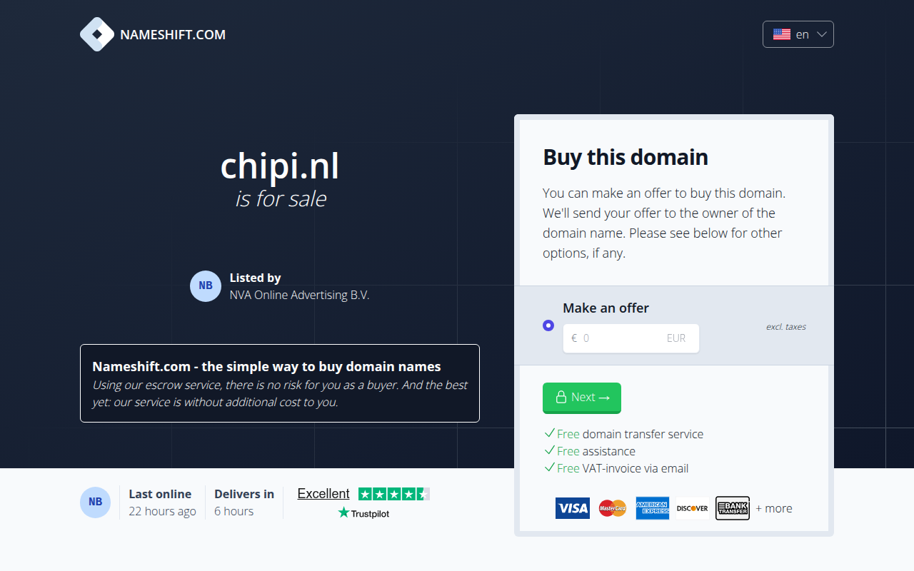 Screenshot van chipi.nl