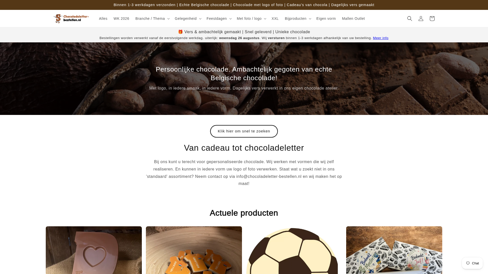 Screenshot van chocoladeletter-bestellen.nl