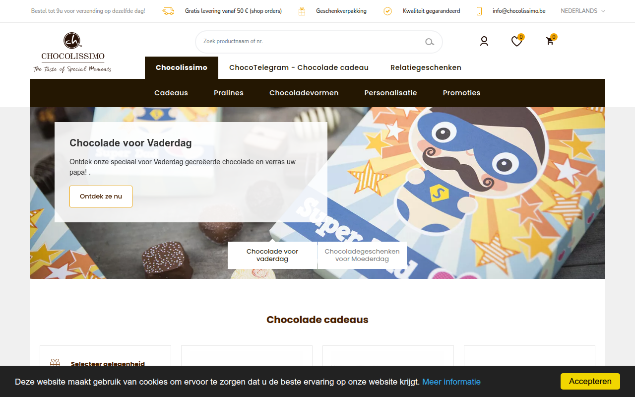 Screenshot van chocolissimo.be