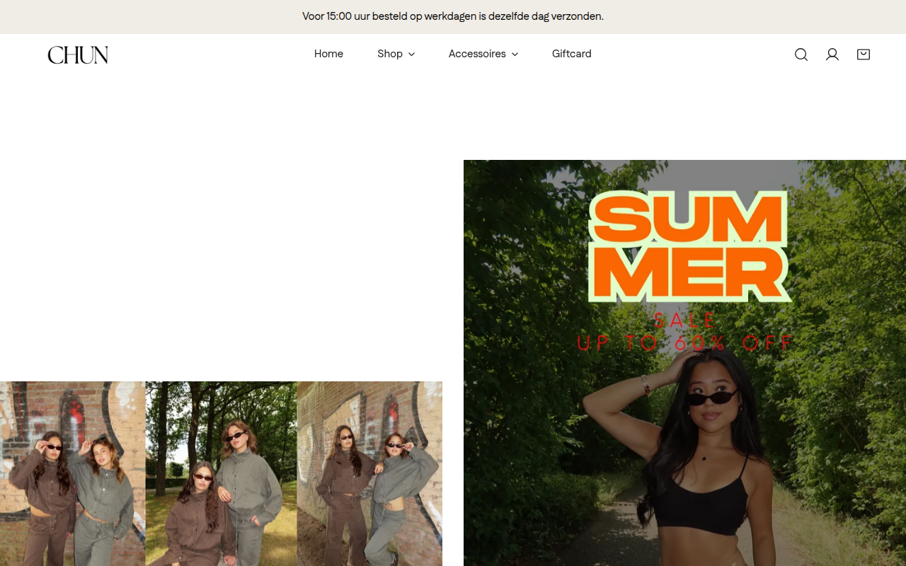 Screenshot van chunclothing.nl