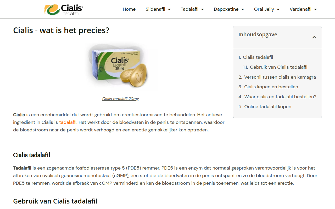 Screenshot van cialiskopen.nl