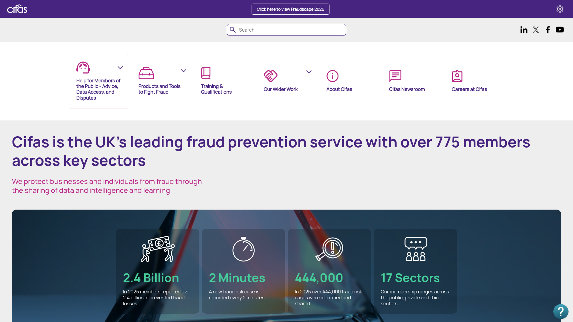 Screenshot van cifas.org.uk