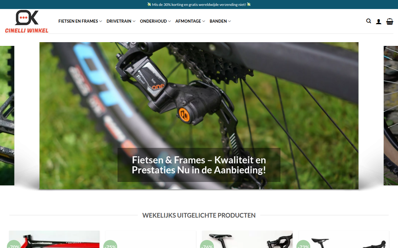 Screenshot van cinellifietswinkel.com