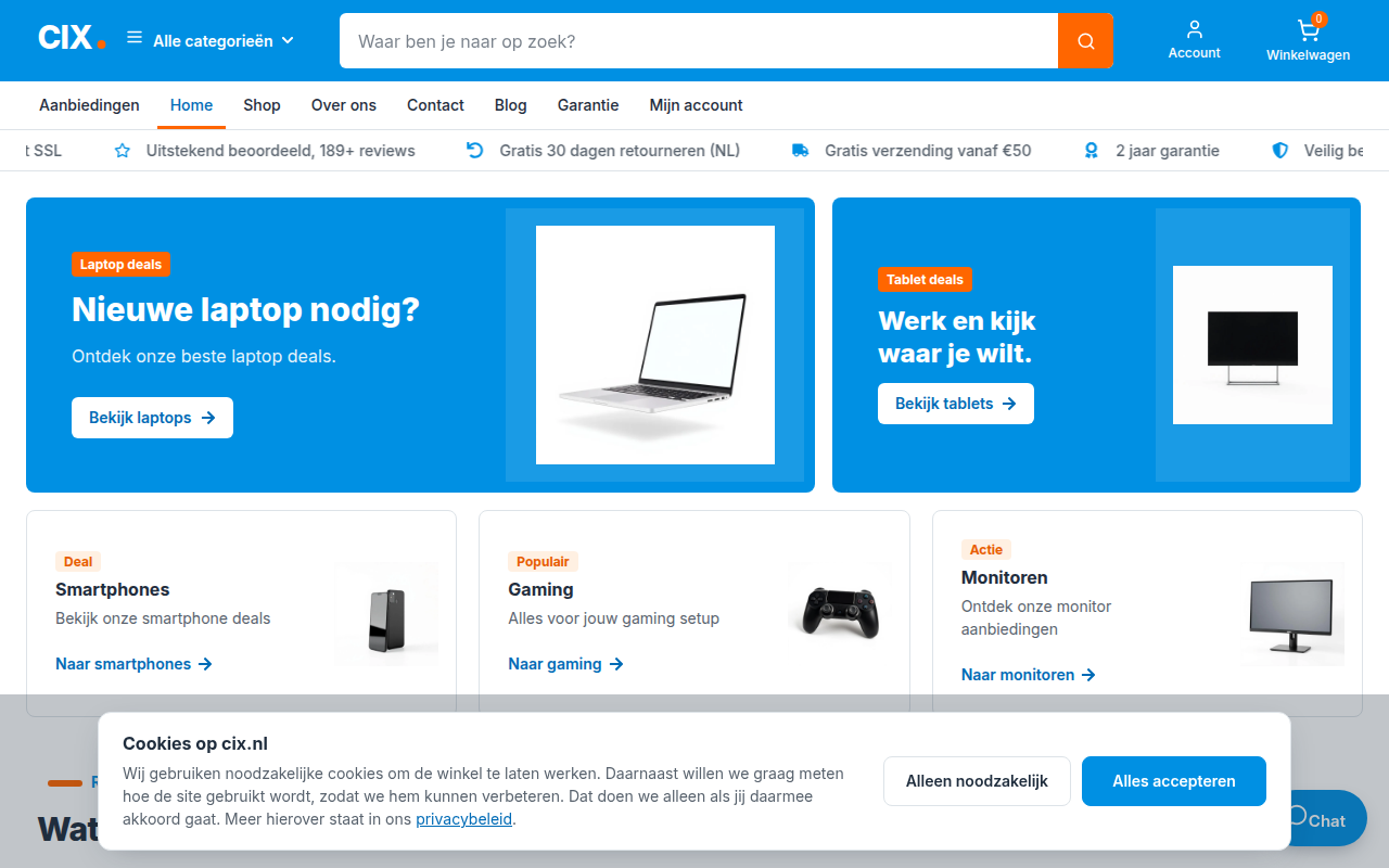 Screenshot van cix.nl