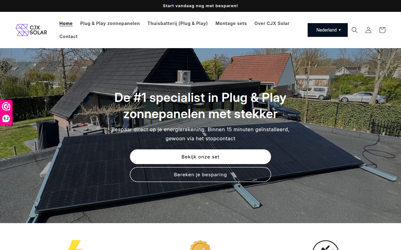 Screenshot van cjxsolar.nl