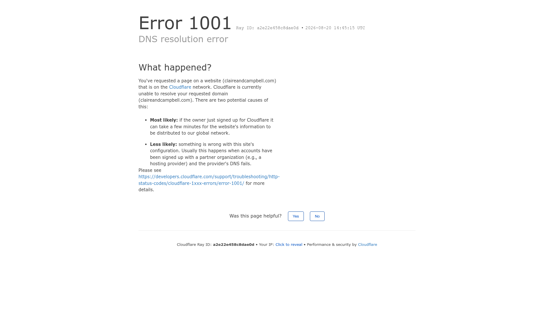Screenshot van claireandcampbell.com