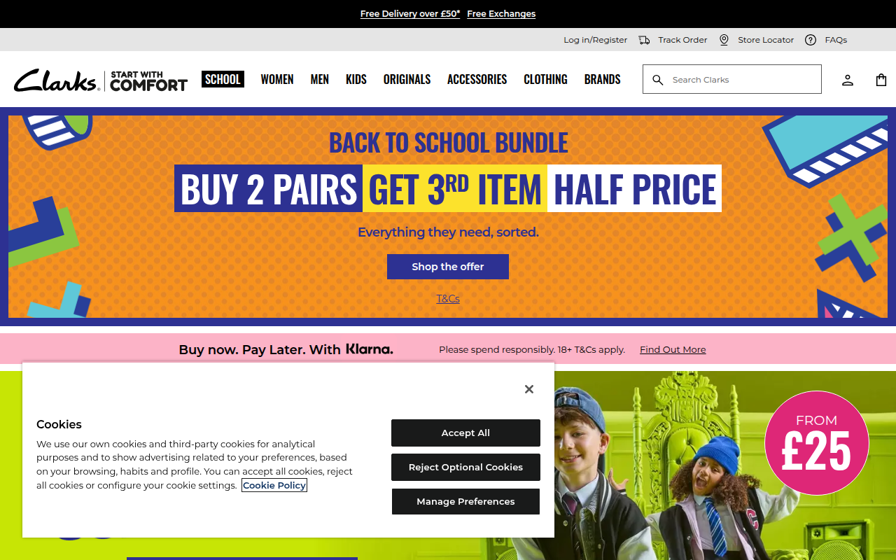Screenshot van clarks.com