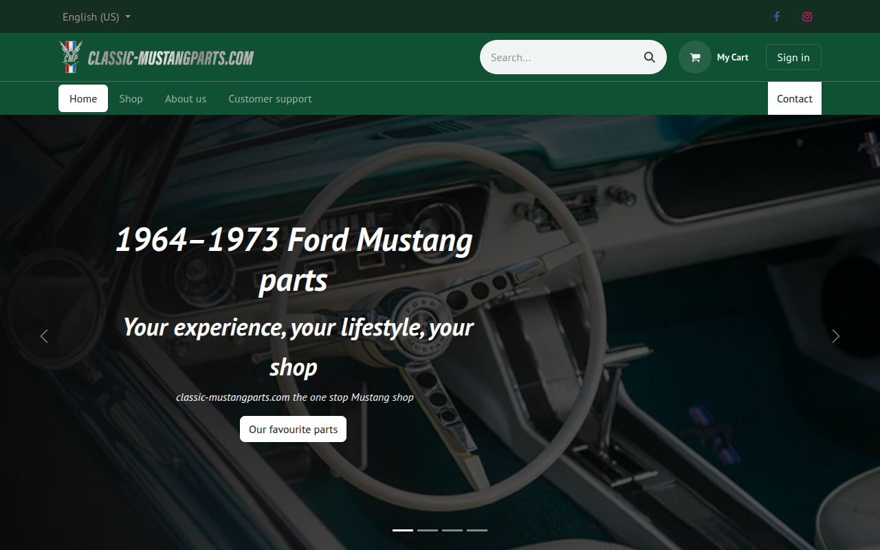 Screenshot van classic-mustangparts.com