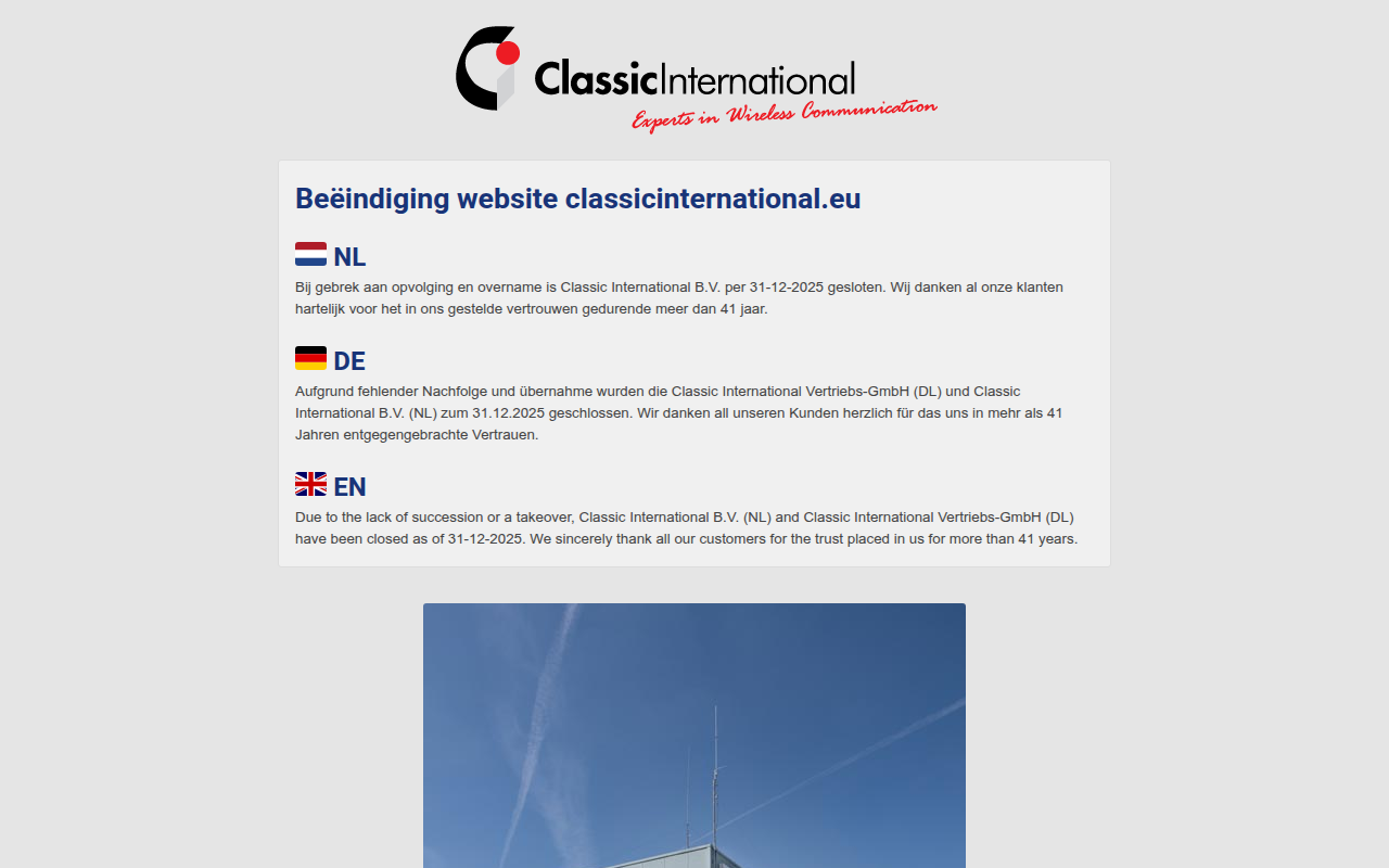 Screenshot van classicinternational.eu
