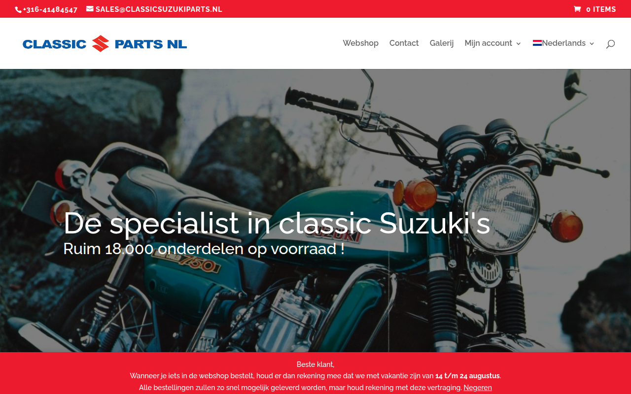 Screenshot van classicsuzukiparts.nl