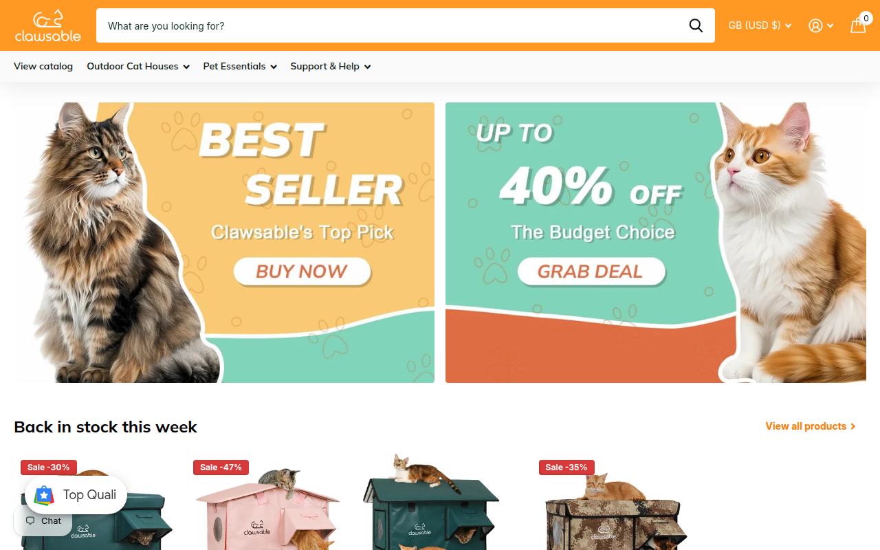 Screenshot van clawsable.com