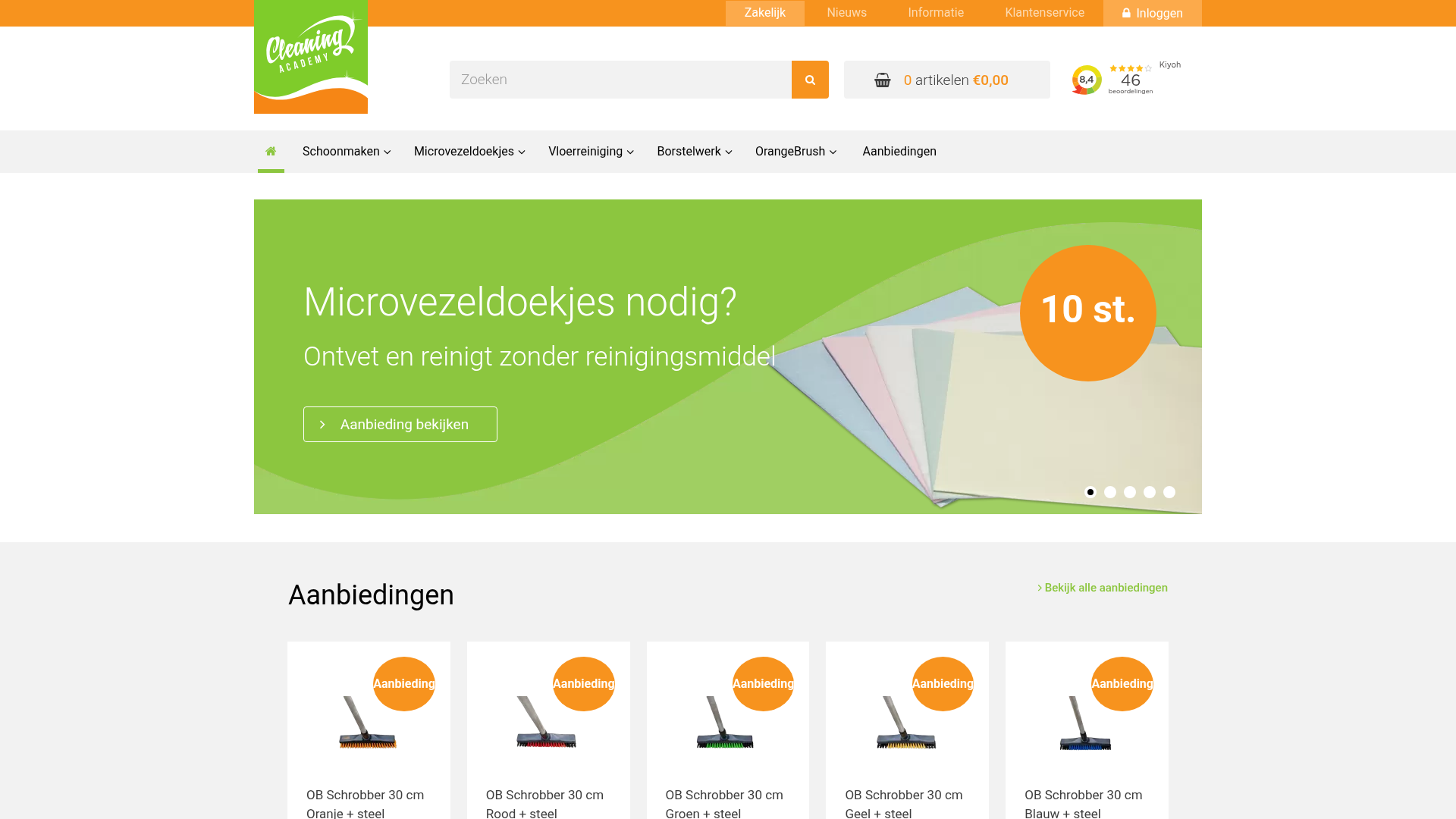 Screenshot van cleaningacademy.nl