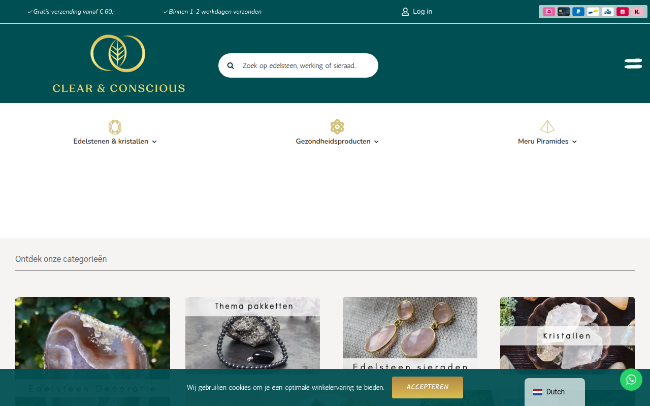 Screenshot van clearandconscious.nl