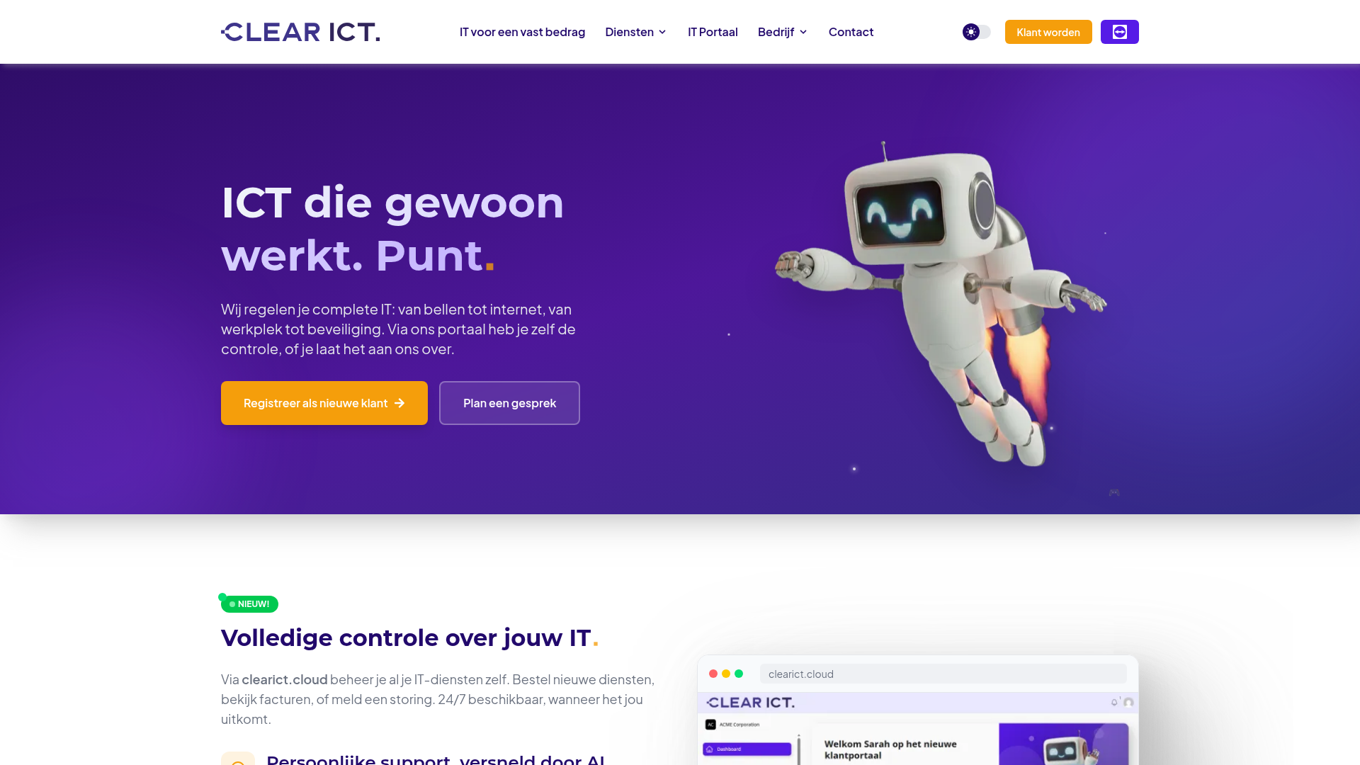 Screenshot van clearict.nl
