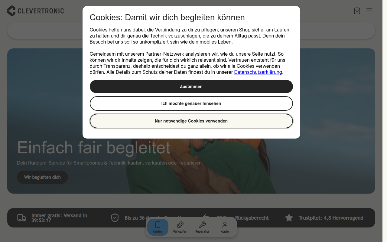 Screenshot van clevertronic.de