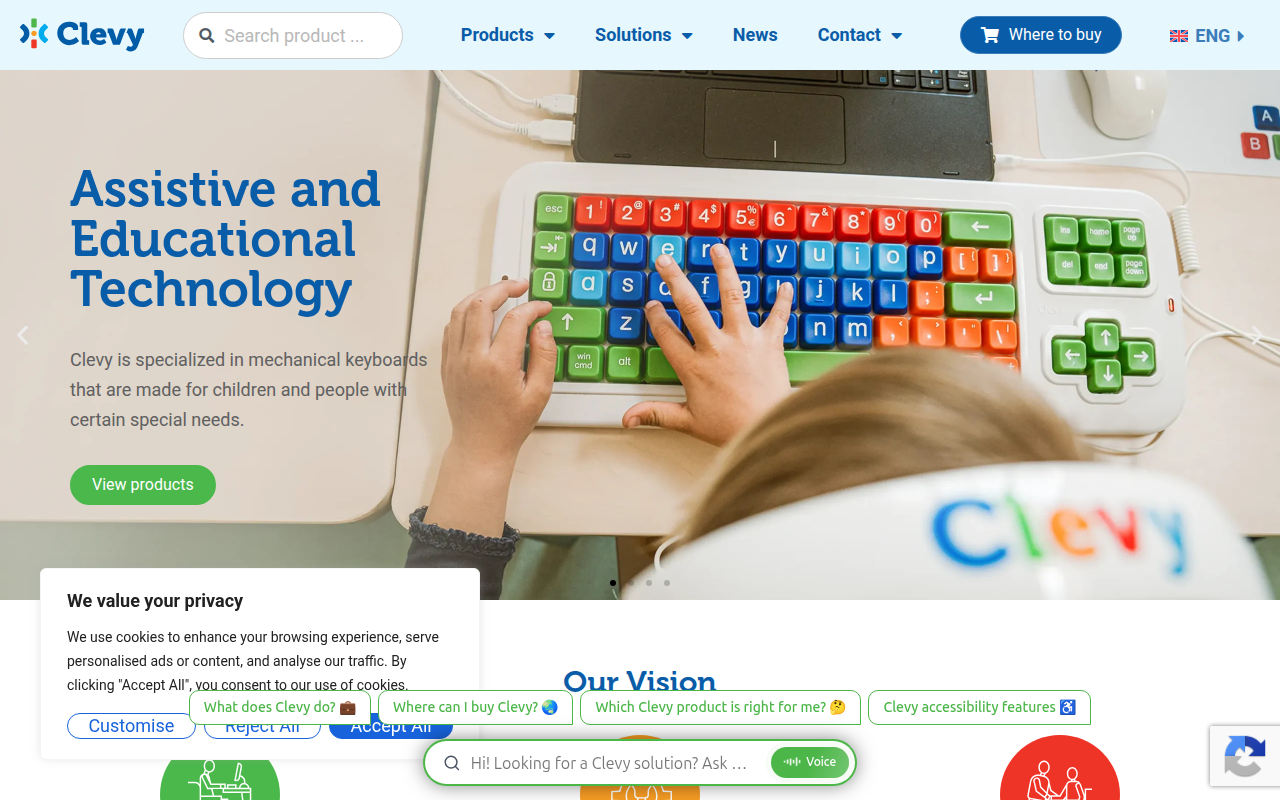 Screenshot van clevy.com
