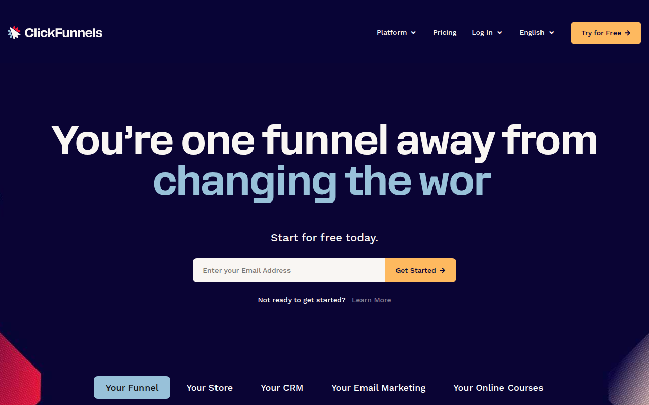 Screenshot van clickfunnels.com