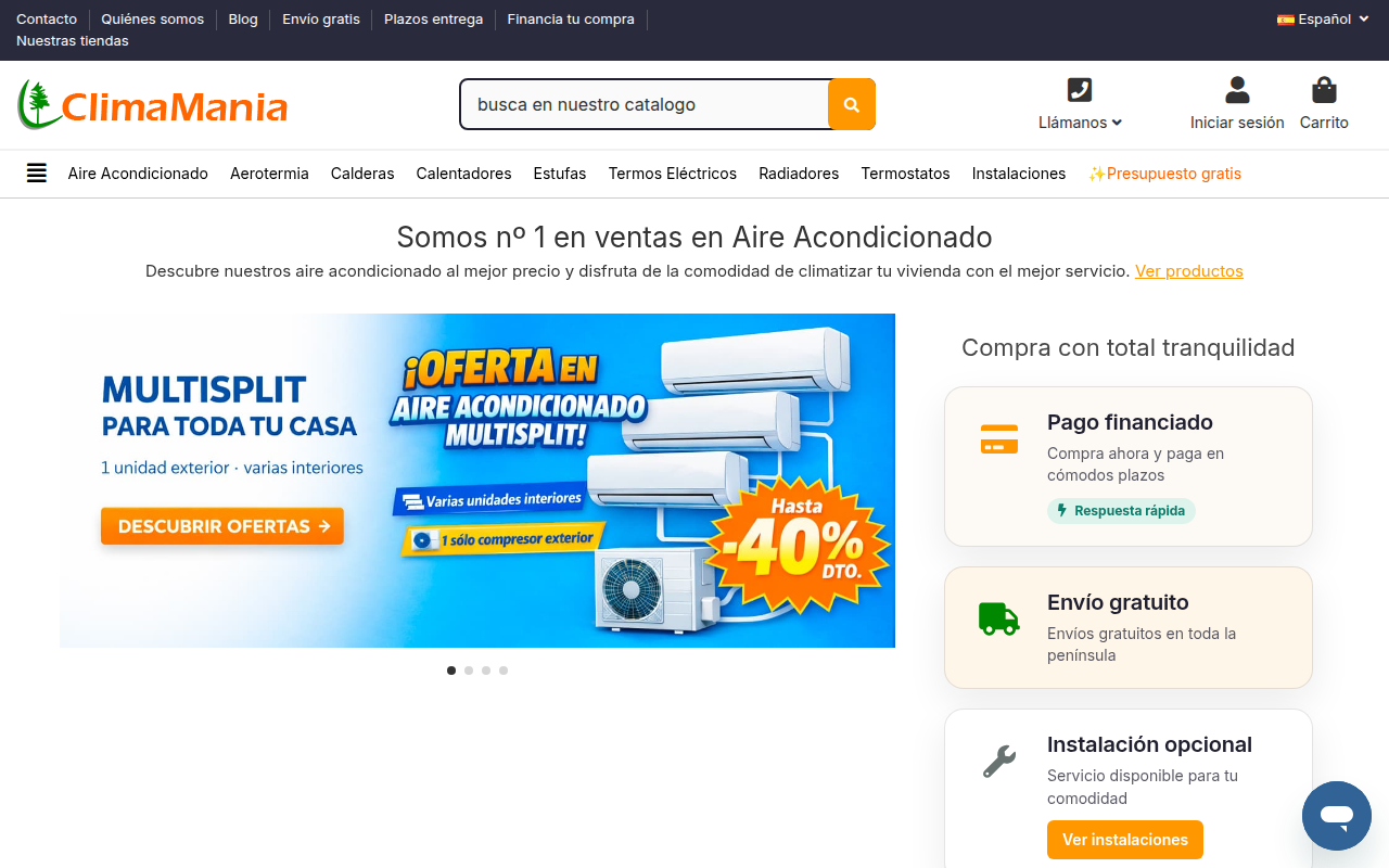 Screenshot van climamania.com