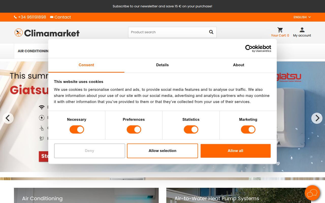 Screenshot van climamarket.es