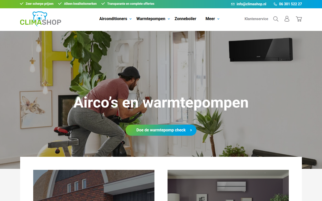 Screenshot van climashop.nl