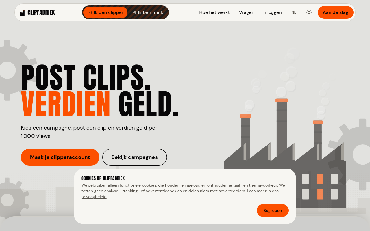 Screenshot van clipfabriek.nl
