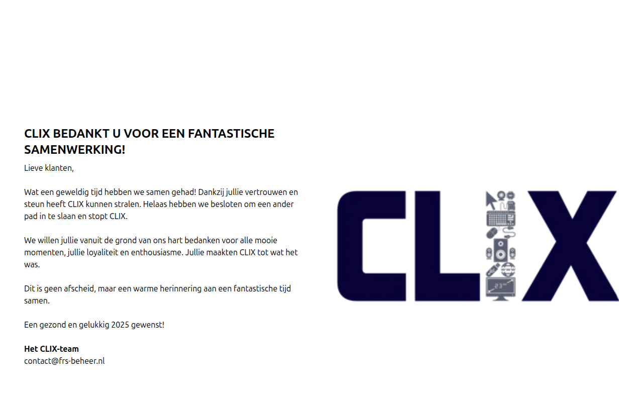 Screenshot van clix.nl