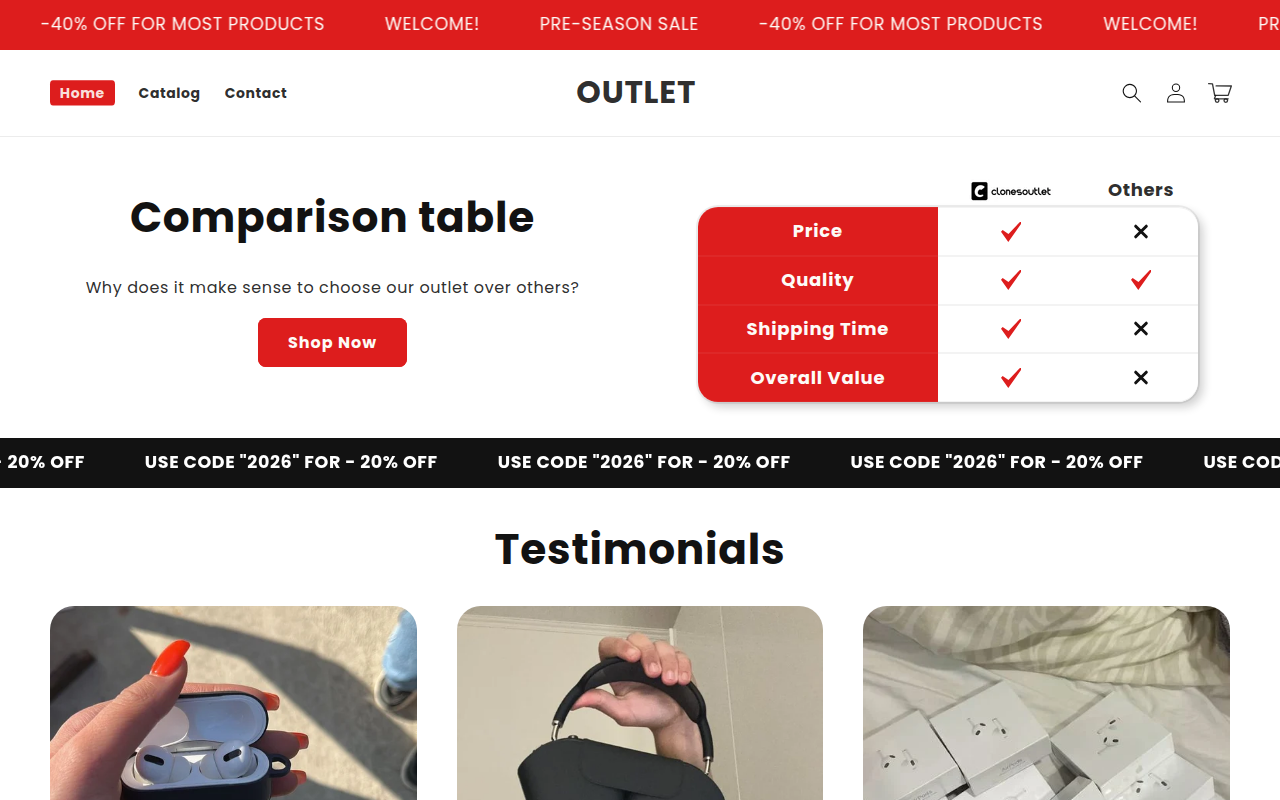 Screenshot van clooutlet.shop