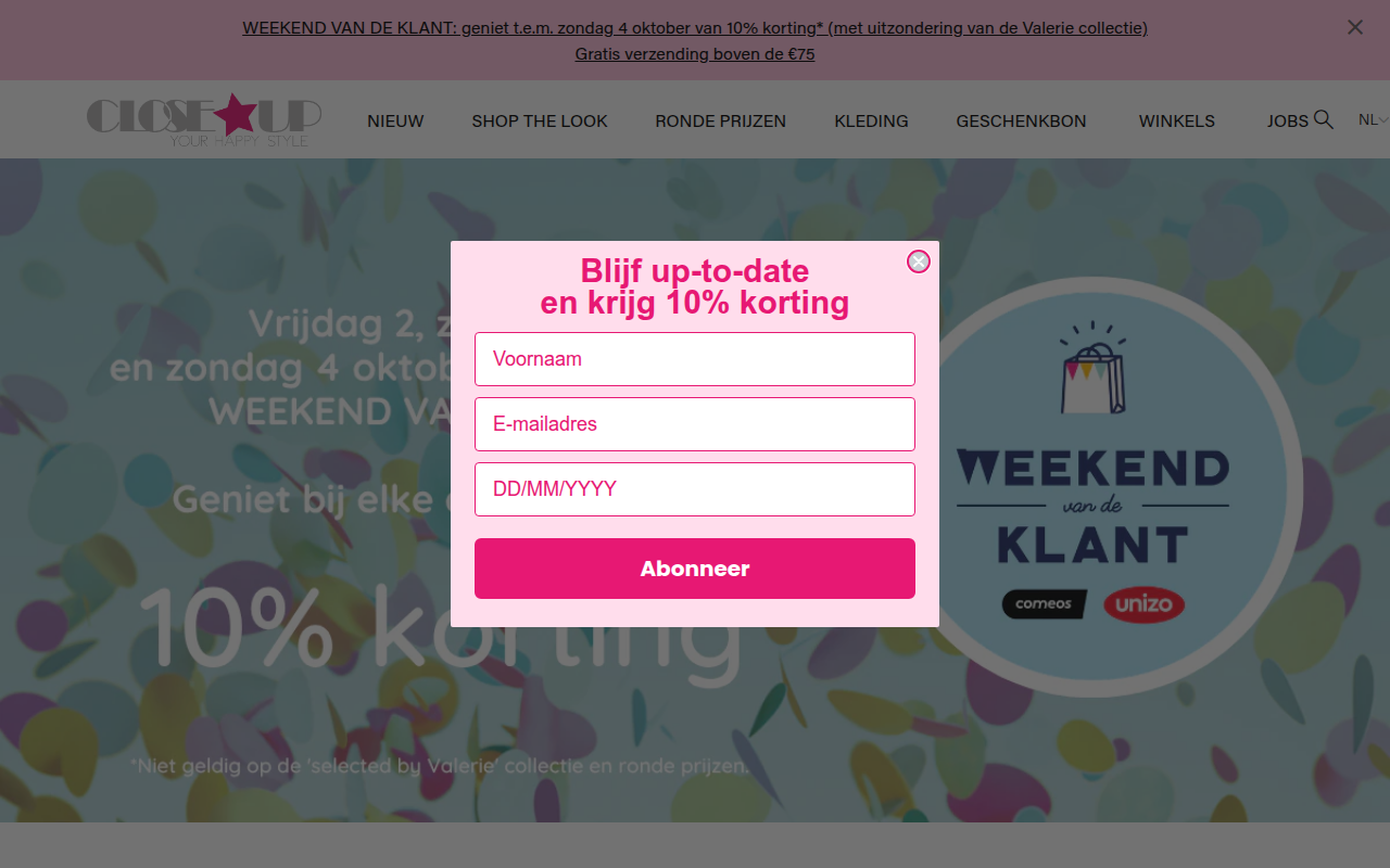 Screenshot van close-up.be