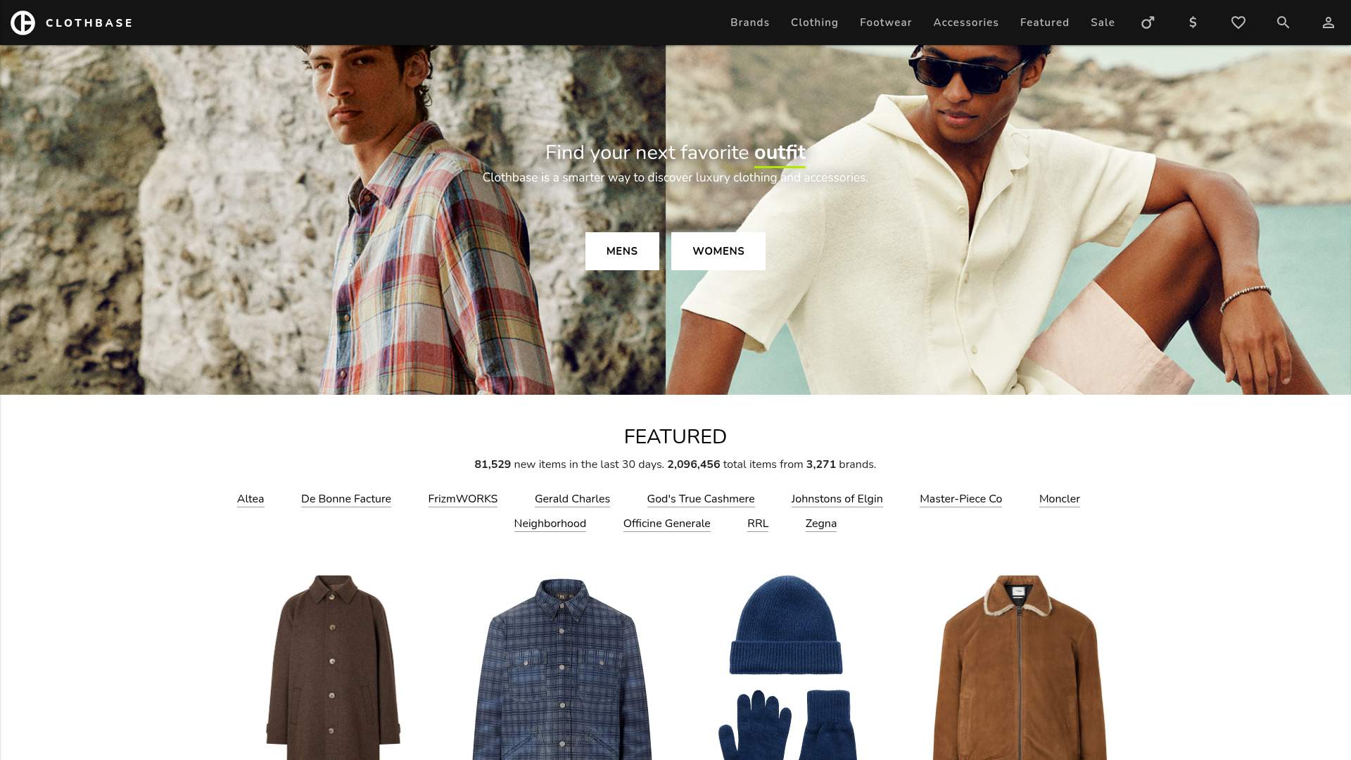 Screenshot van clothbase.com
