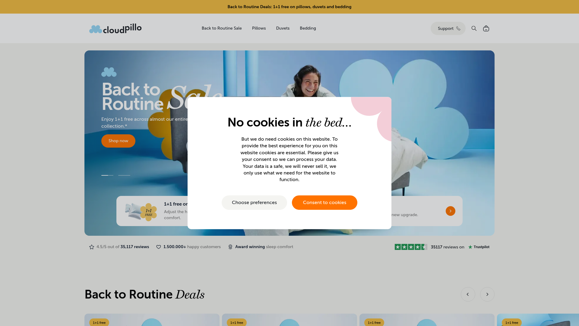 Screenshot van cloudpillo.com