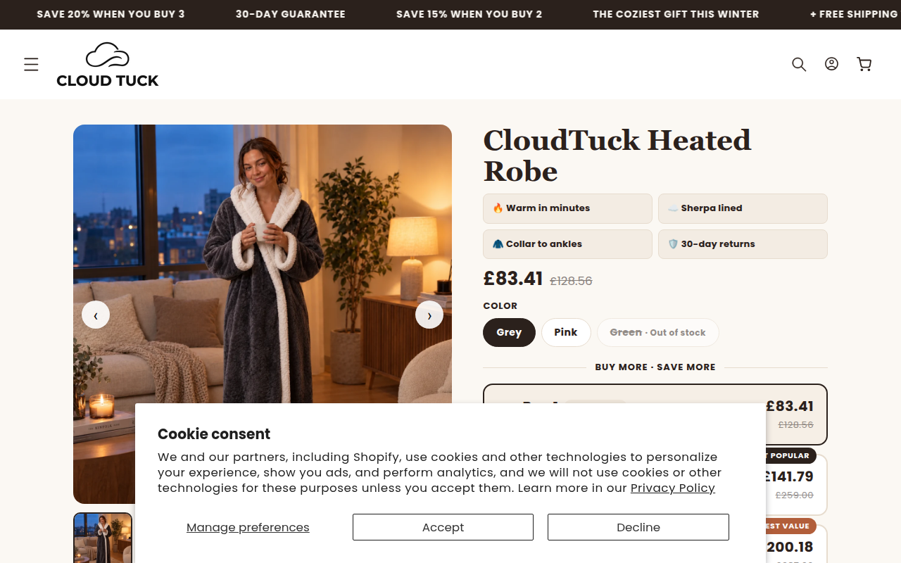 Screenshot van cloudtuck.store