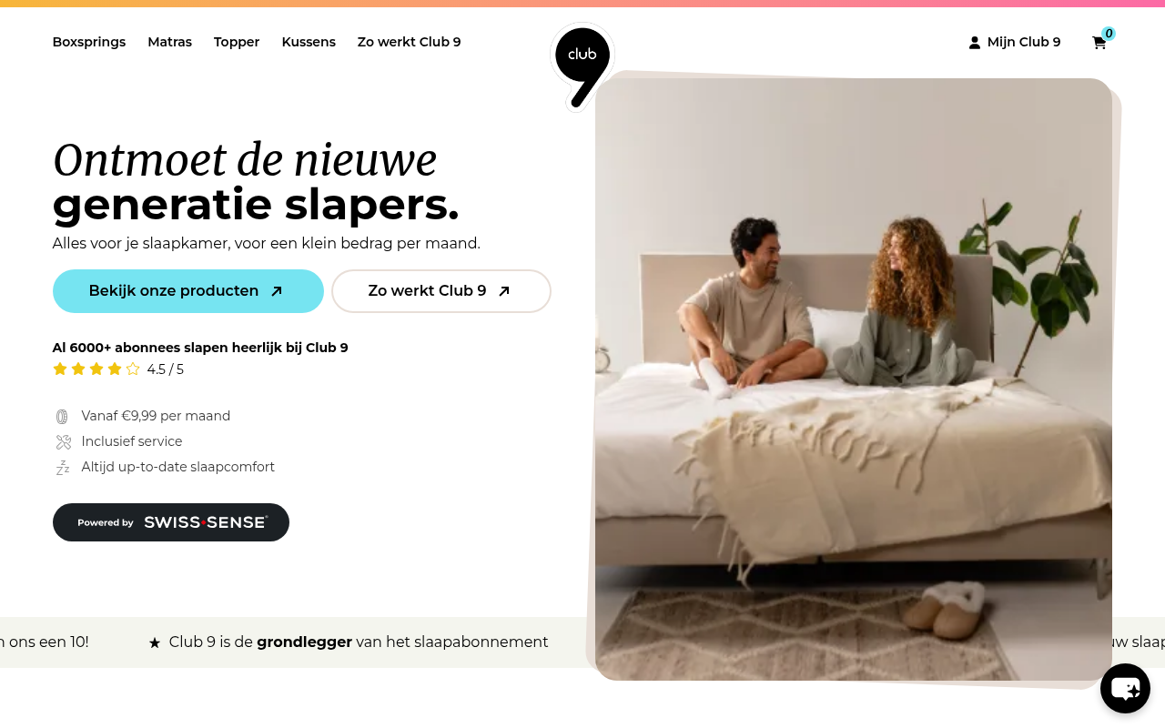 Screenshot van club9-sleepservice.nl