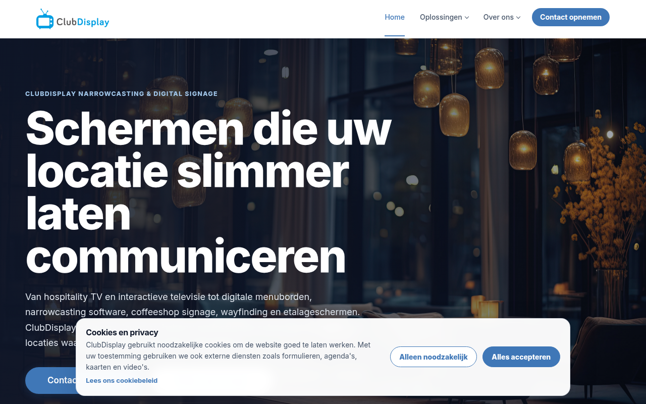 Screenshot van clubdisplay.nl
