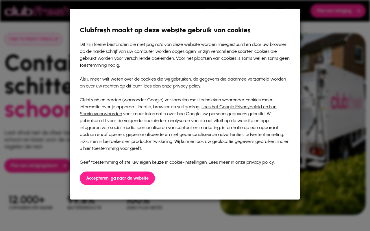 Screenshot van clubfresh.nl