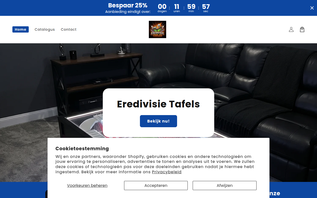 Screenshot van clubtafels.shop
