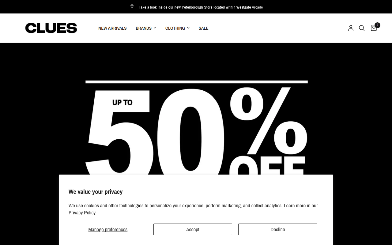 Screenshot van cluesfashion.co.uk