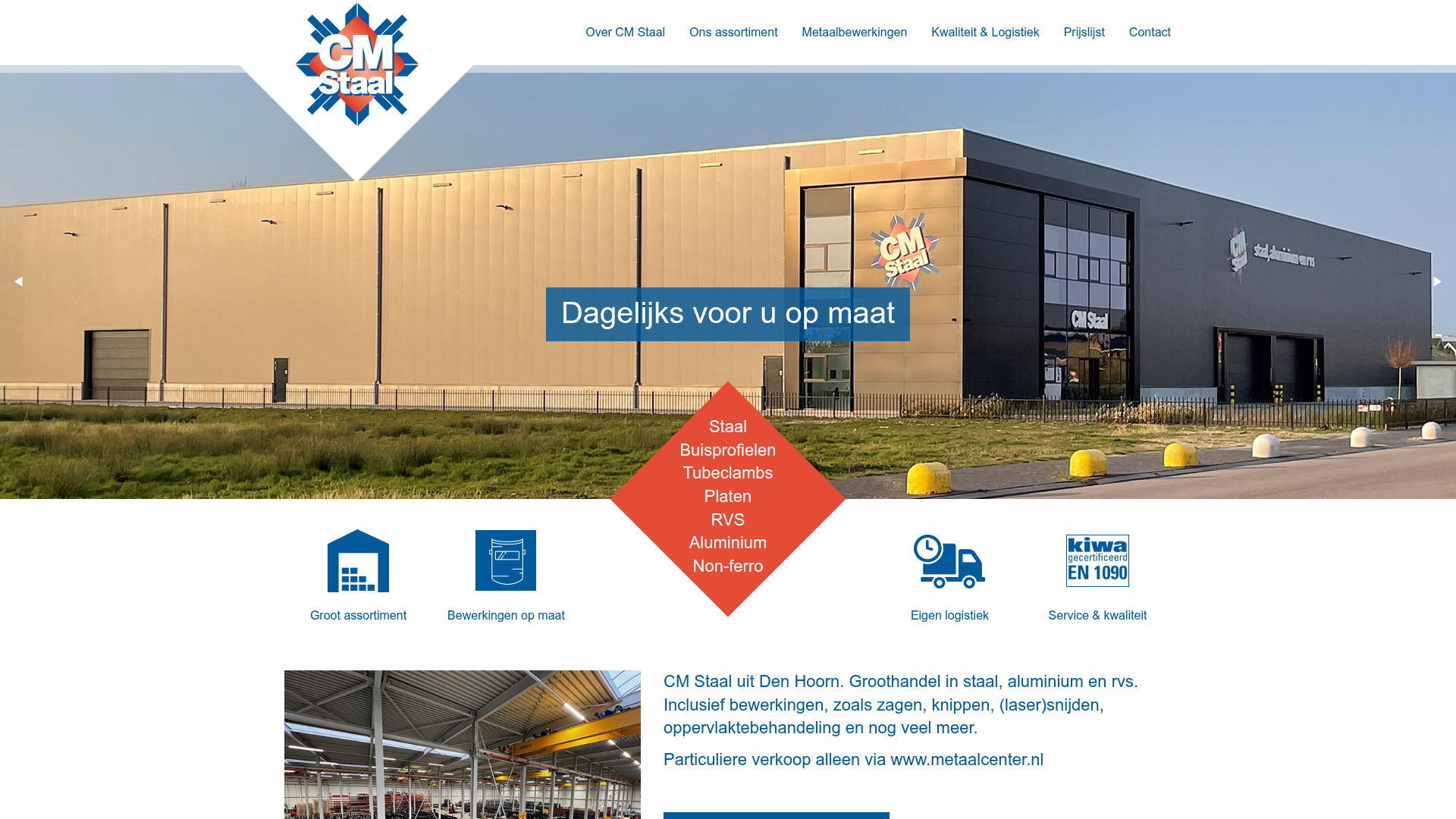 Screenshot van cmstaal.nl