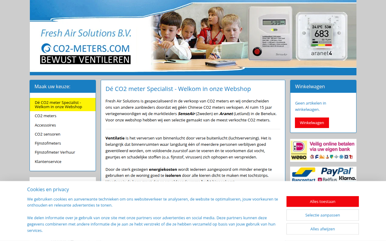 Screenshot van co2-meters.com