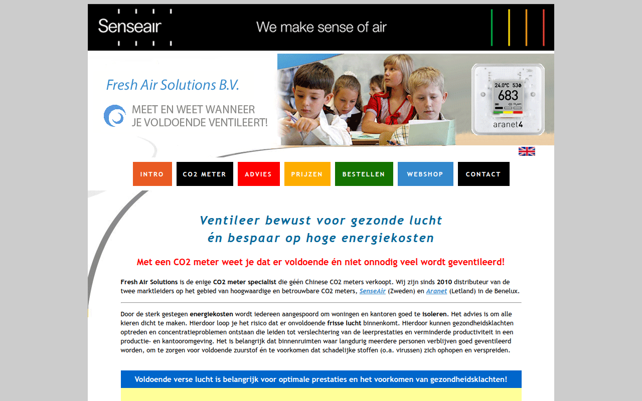 Screenshot van co2-meters.nl