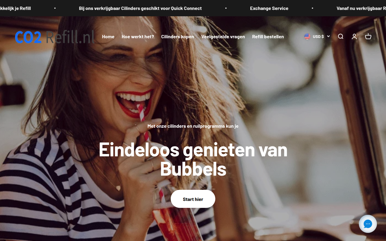 Screenshot van co2refill.nl