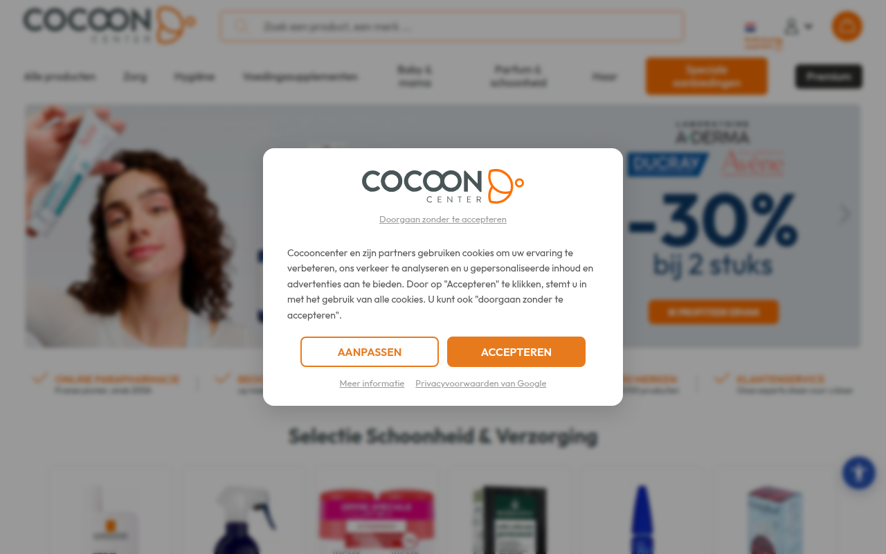 Screenshot van cocooncenter.nl