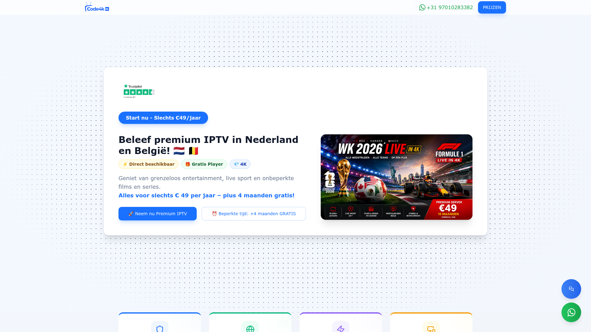 Screenshot van code4k.nl