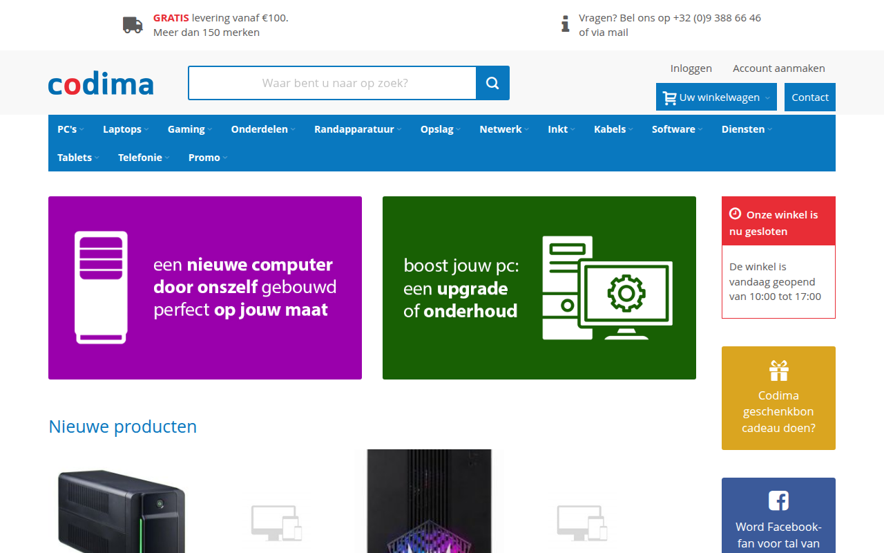 Screenshot van codima.be