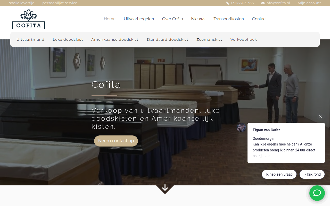 Screenshot van cofita.nl